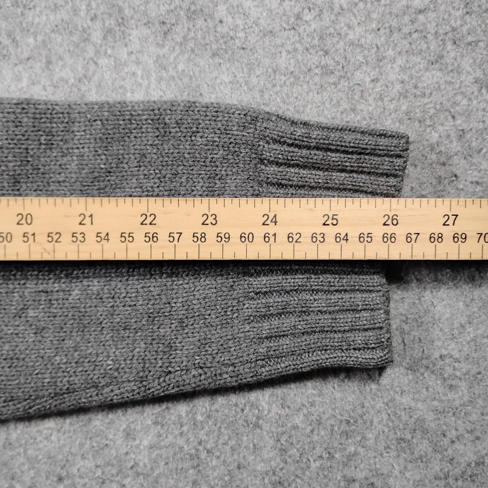 Brooks Brothers 346 Mens Large Gray 100% Lambswool Quarter Zip Cable Sweater - Picture 7 of 11